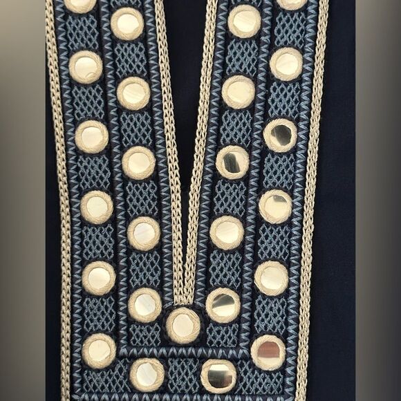 Tory Burch Navy 3/4 Sleeve Embellished Tunic cotton Blouse Size 2, NWT - Picture 7 of 7